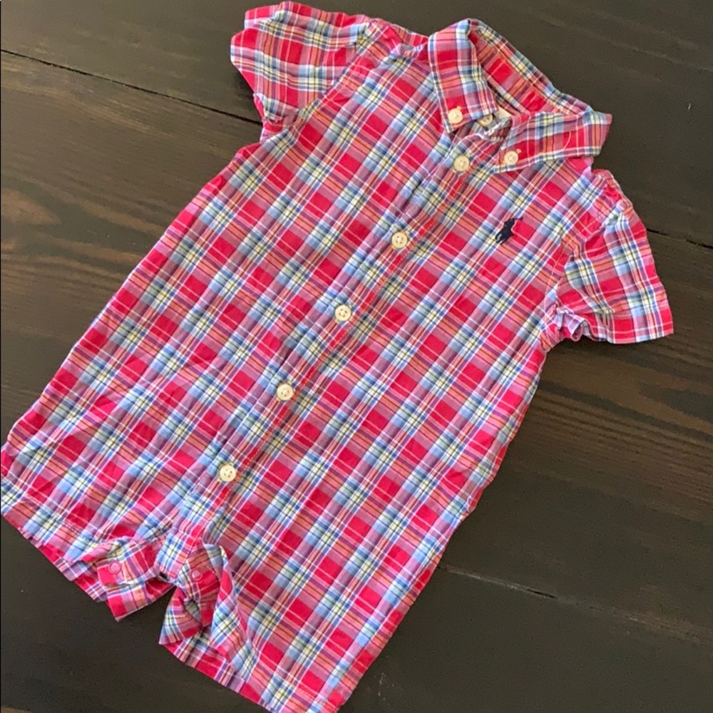 Ralph Lauren collared plaid romper